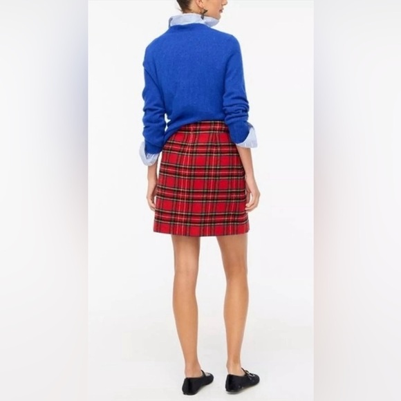J.CREW Tartan Cotton Sateen Pencil Skirt Red Plaid Straight Green Yellow Plus - Picture 14 of 15